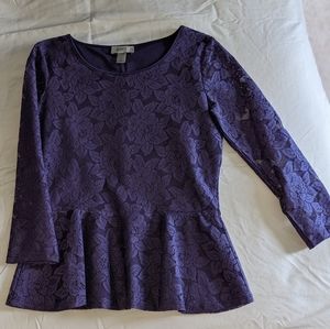 Loft XS lavender peplum 3/4 sleeves